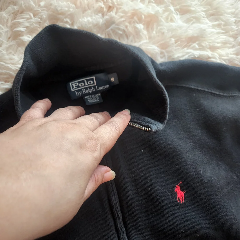 Black Zip-Up Jacket with Red Logo